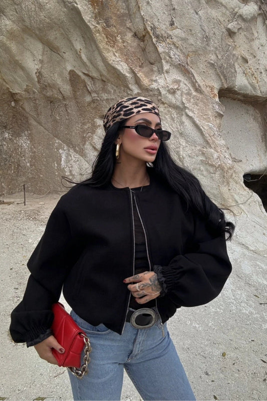 Bomber Premium Melton Jacket - Black