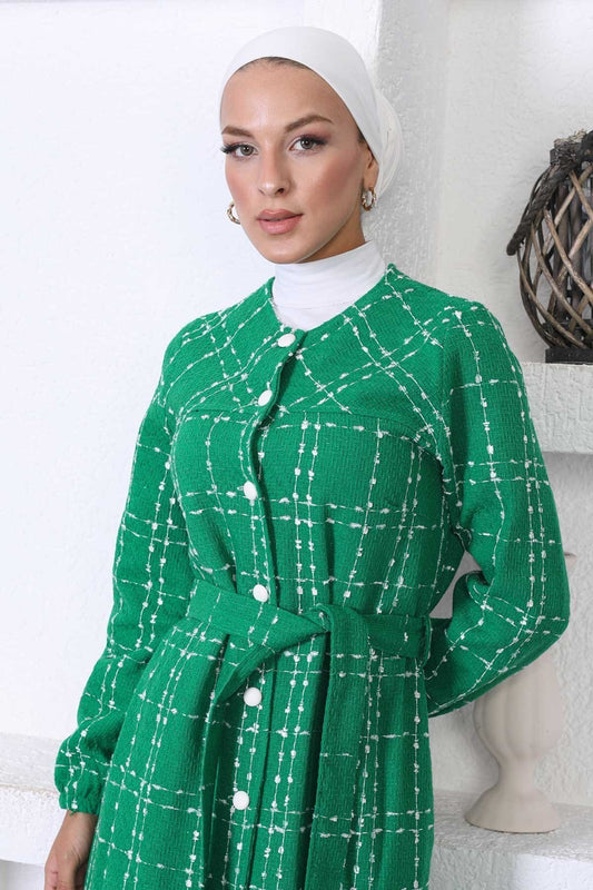 Buttoned Felted Wool Coat - Green