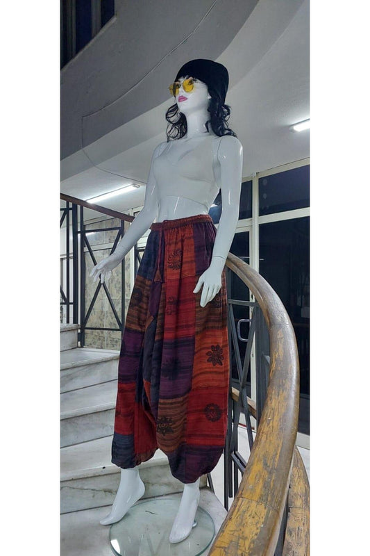 Colorful Patchwork Unisex Harem Stone-Washed Pants