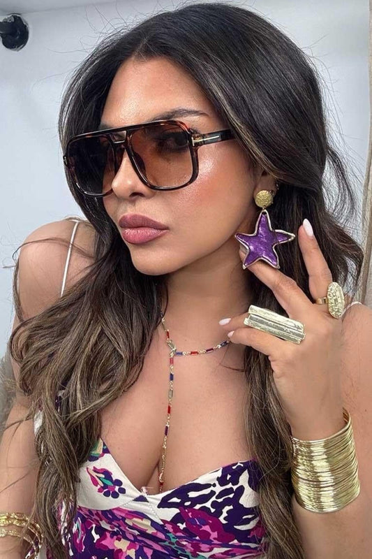 Dangling Star Earrings - Purple