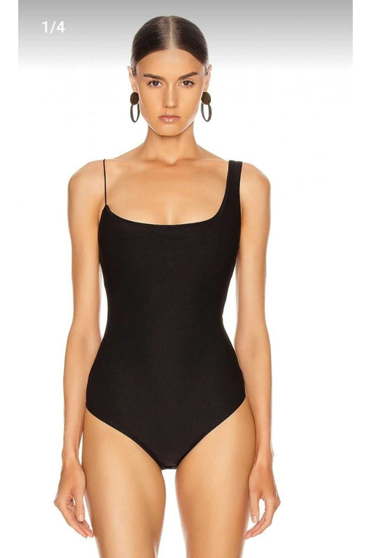 Elasticated Spaghetti Strap Bodysuit - Black