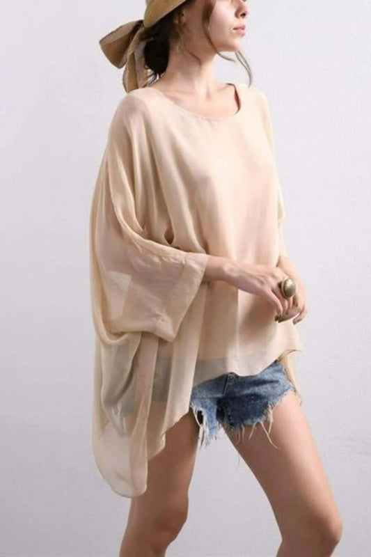Italian Silk Batwing Sleeve Blouse