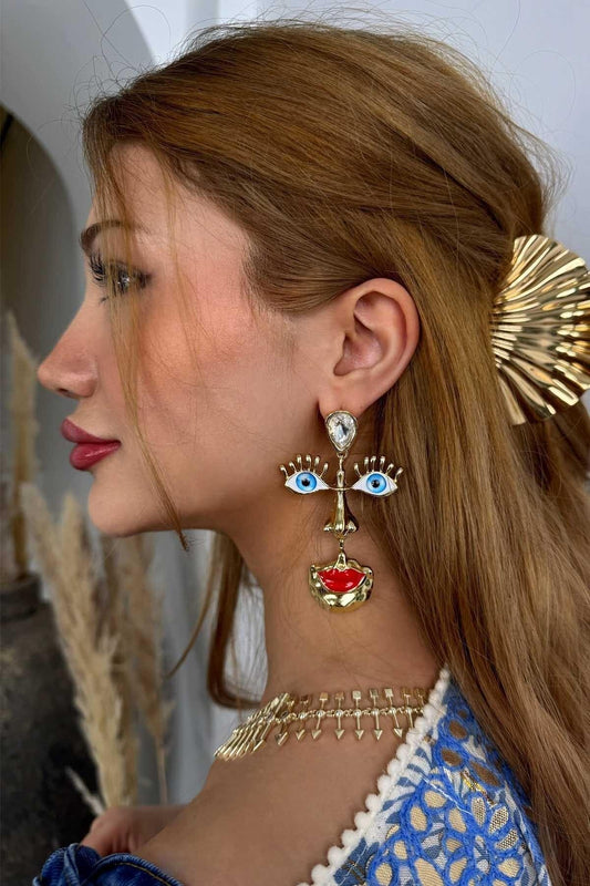 Lined Stone Necklace - Gold