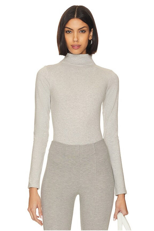Long Sleeve Turtleneck Jersey Bodysuit - Grey