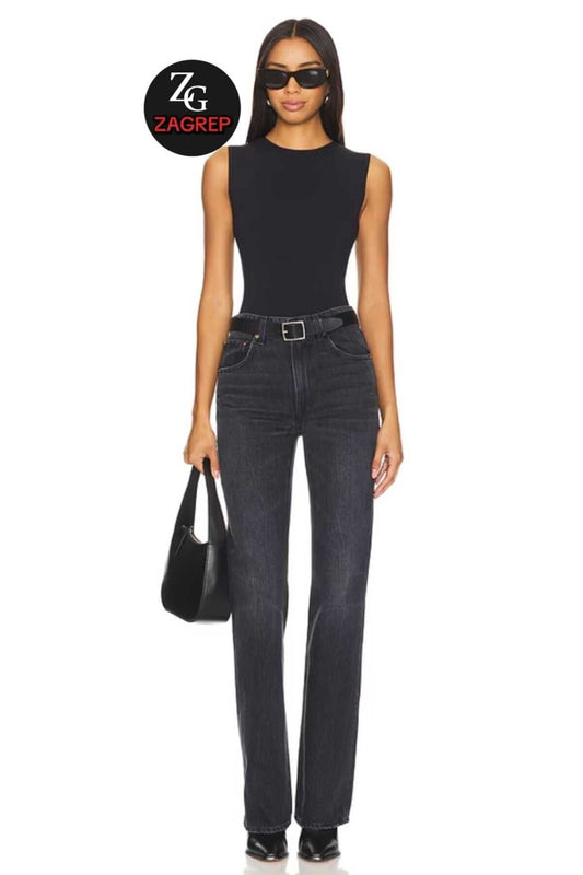 Sleeveless Silk Jersey Non-Sheer Bodysuit - Black