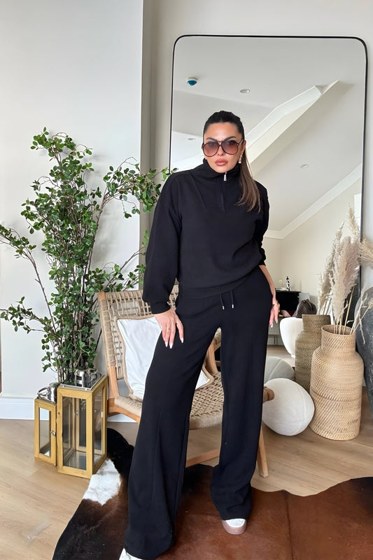 Soft Touch Half-Zip Tracksuit - Black
