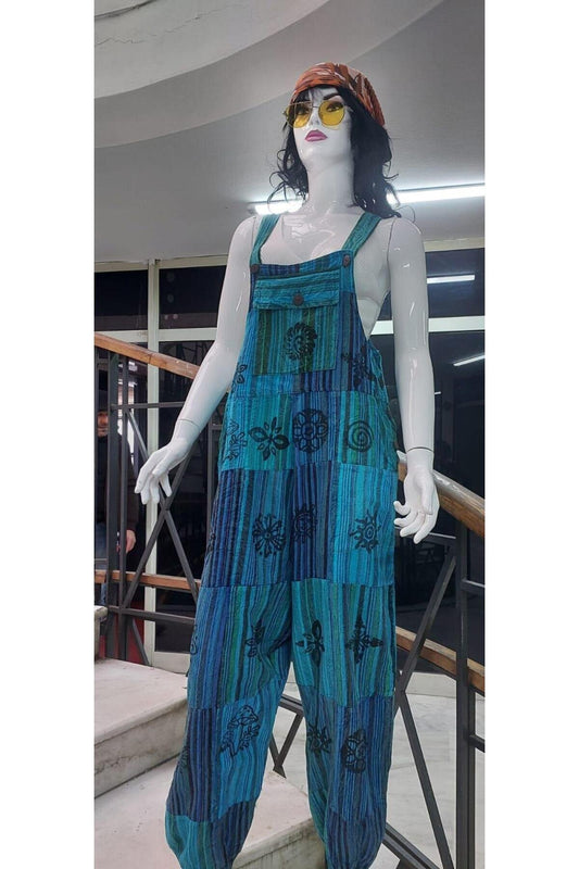 Stonewashed Authentic Indian Harem Jumpsuit - Turquoise
