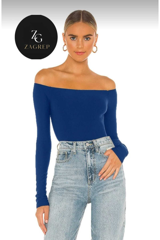 Strapless Jersey Double-Layered Bodysuit - Royal Blue