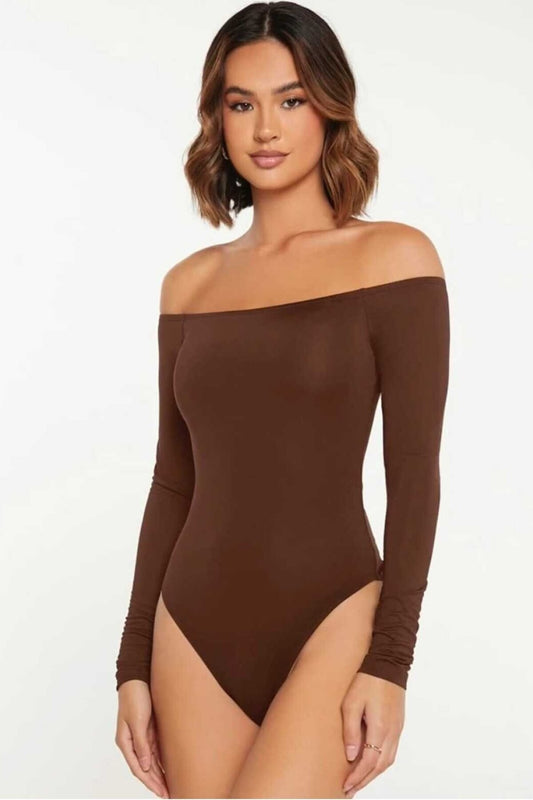 Strapless Silk Jersey Bodysuit - Brown