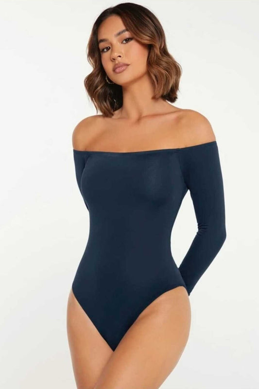 Strapless Silk Jersey Non-See-Through Bodysuit - Navy Blue