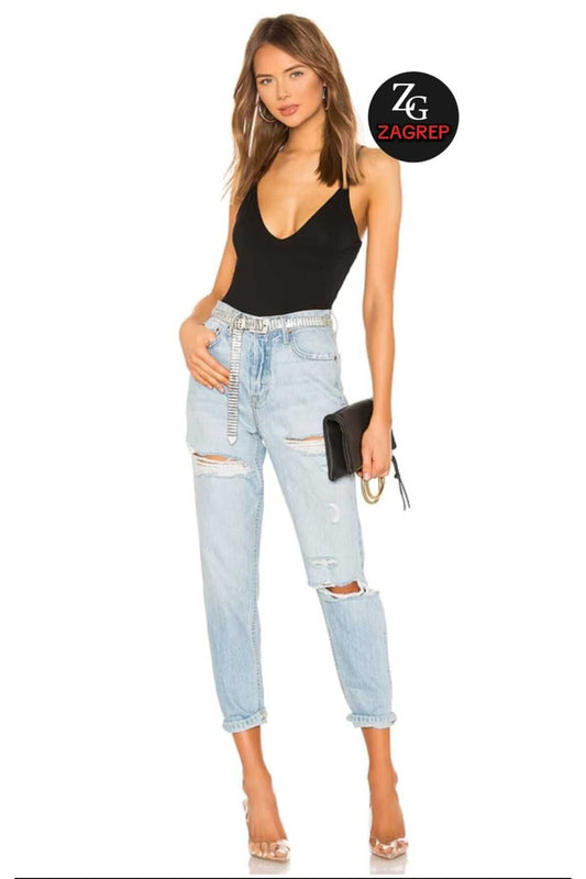 Strappy V-Neck Double-Layered Silk Jersey Bodysuit - Black