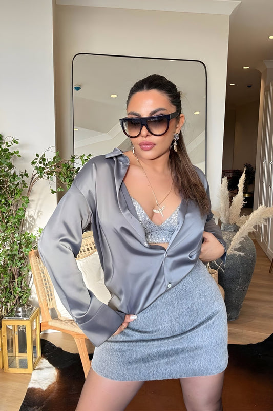 Thick Satin Shirt - Anthracite