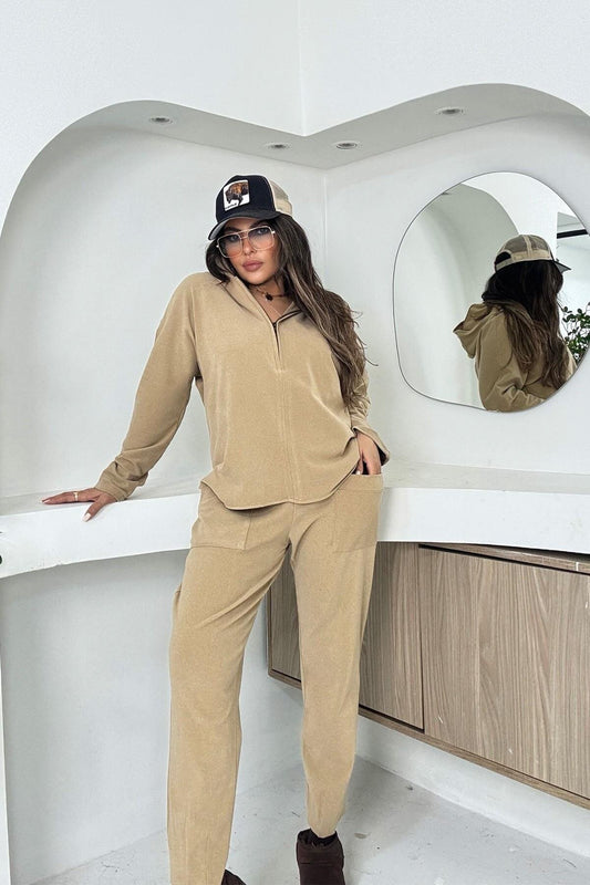 Thin Fleece Sweatshirt - Beige