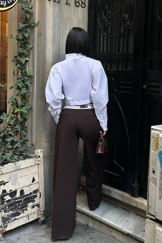 Asymmetric Collar Poplin Shirt - White