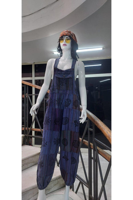Authentic Indian Harem Stone-Washed Jumpsuit - Navy