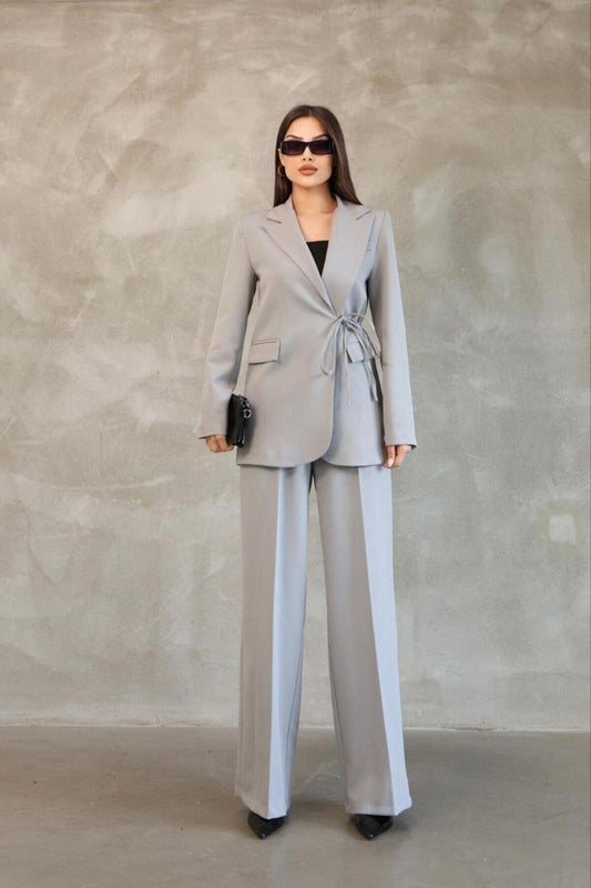 Blazer Side-Tie Jacket - Gray