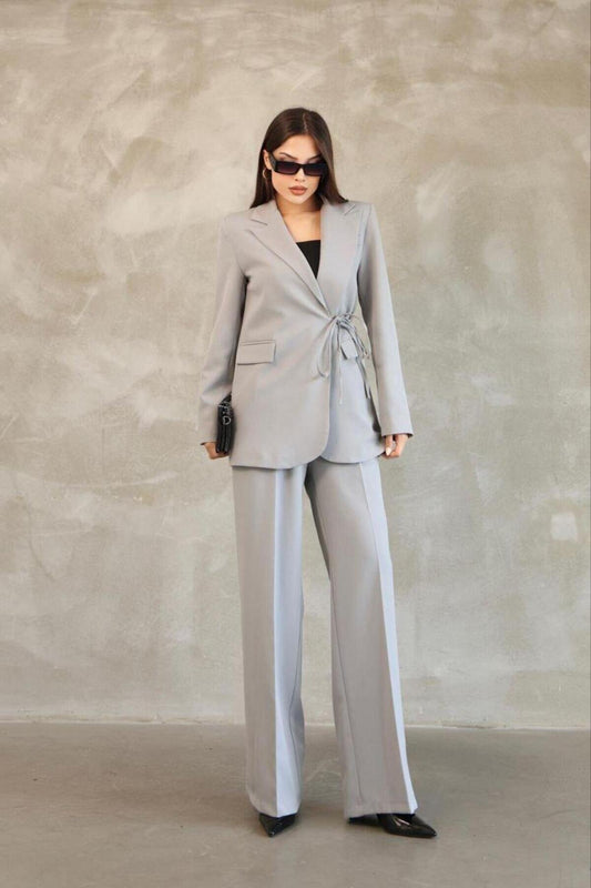 Blazer Side-Tie Jacket - Gray