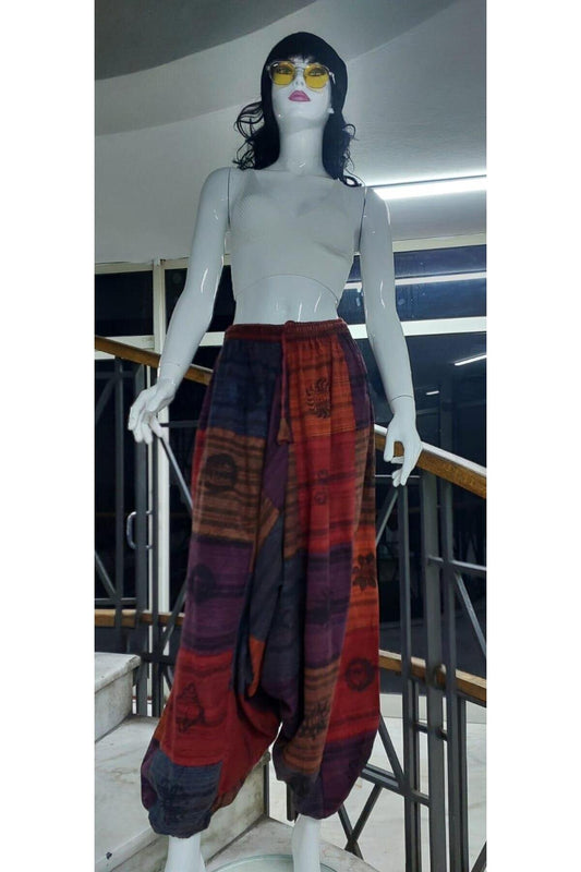 Colorful Patchwork Unisex Harem Stone-Washed Pants