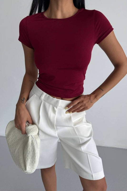 Crop Blouse - Burgundy
