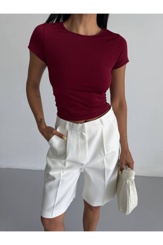 Crop Blouse - Burgundy