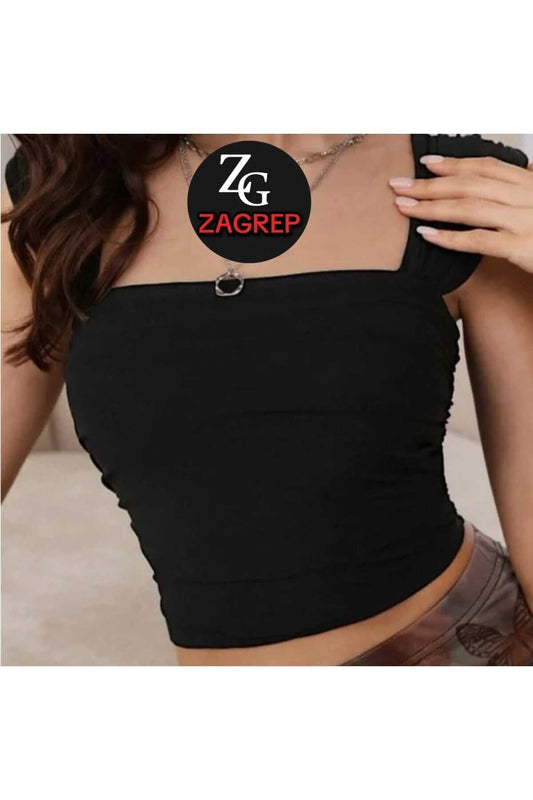 Crop Ruched Draped Sleeved Silk Jersey Bustier - Black