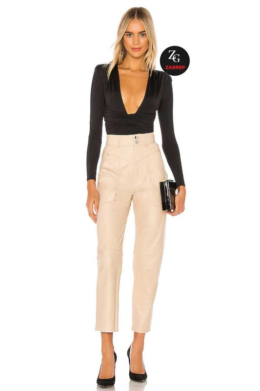 Deep V Silk Jersey Padded Gathered Bodysuit - Black