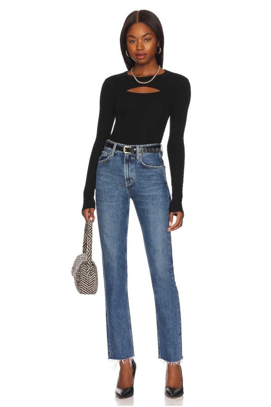 Double-Layered Silk Jersey Special Front Detail Blouse - Black