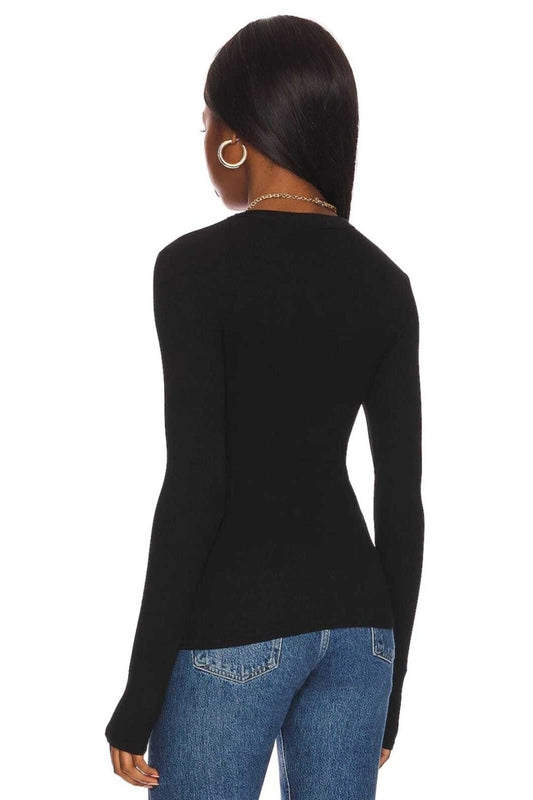 Double-Layered Silk Jersey Special Front Detail Blouse - Black