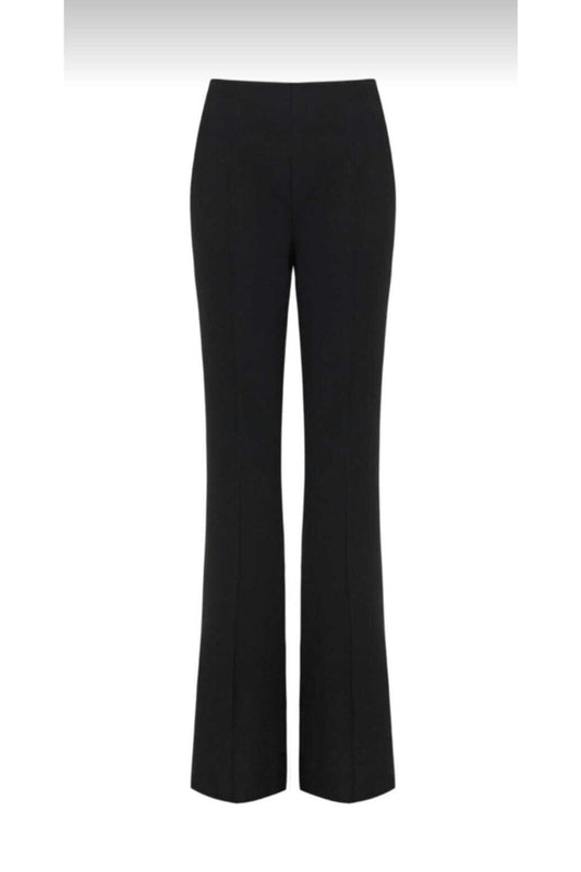 Flared Leg Imported Crepe Pants - Black