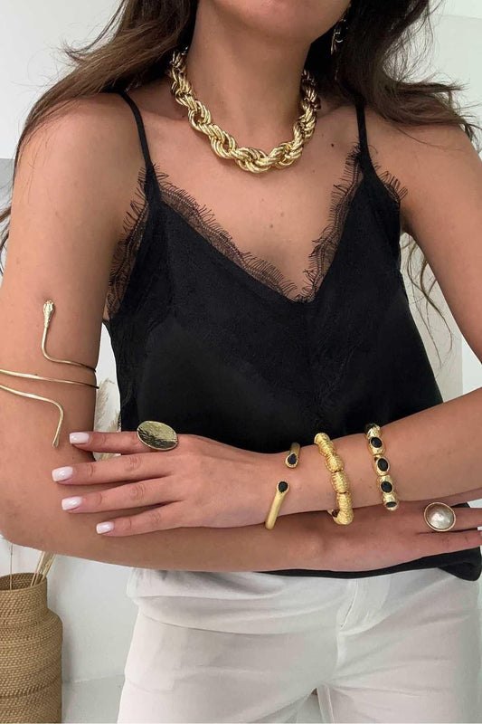 Formal Sparkle Bracelet - Gold Black