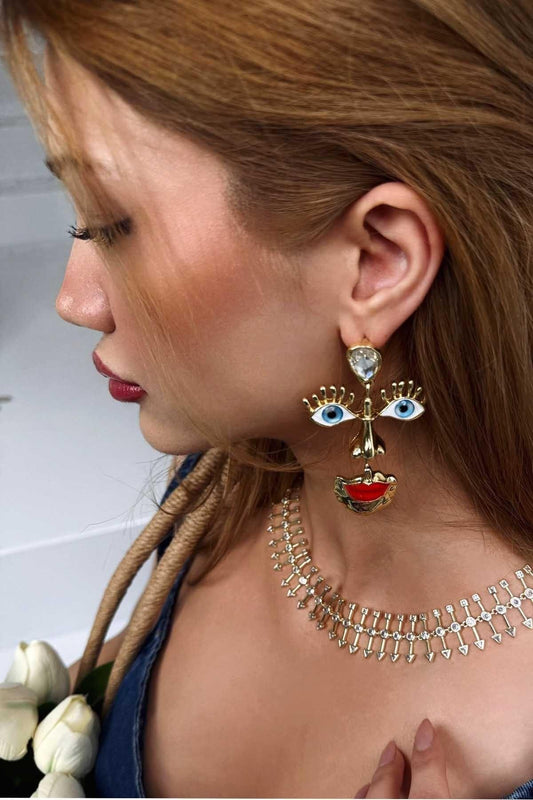 Lined Stone Necklace - Gold