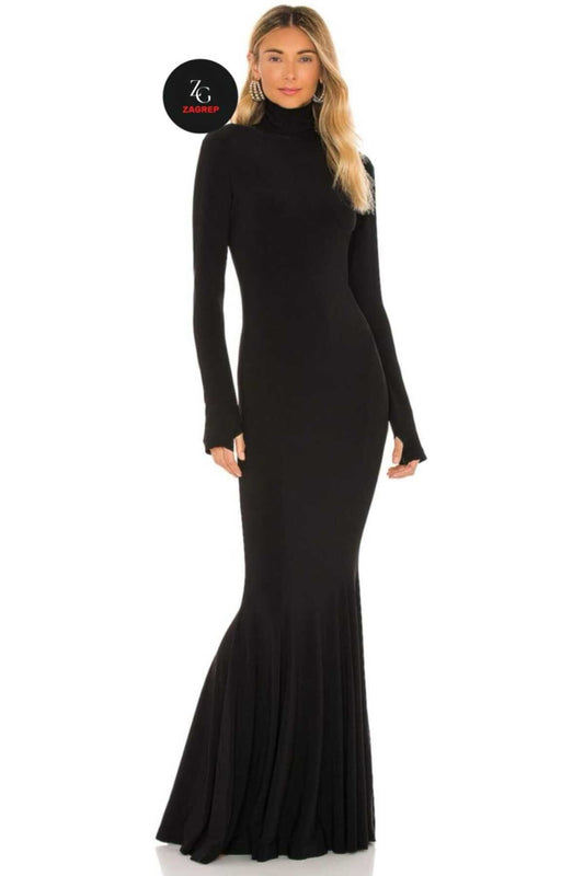 Long Lined Thumbhole Dress - Black