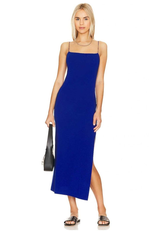 Midi Strapless Silk Jersey Dress - Royal Blue