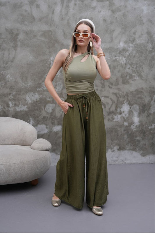 Modal Skirt Pants - Khaki