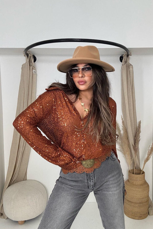 Sequin Shirt - Tan