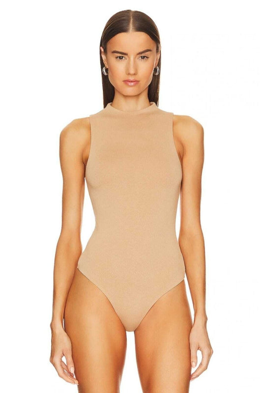 Silk Jersey Bodysuit - Beige