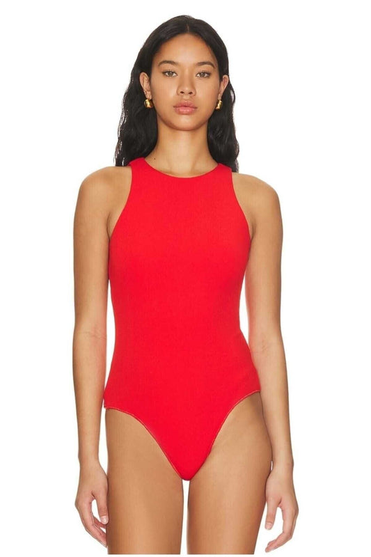 Silk Jersey Bodysuit - Red