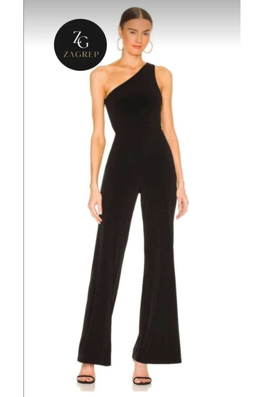 Silk Jersey One-Shoulder Jumpsuit - Black