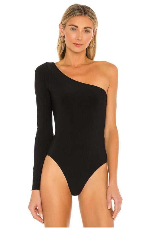 Silk Jersey Single-Sleeve Bodysuit - Black