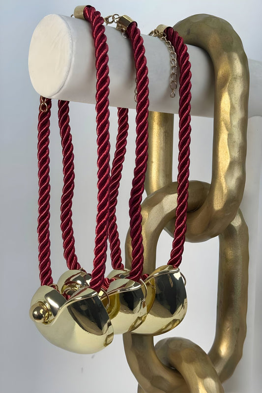 Snail Rope Necklace - Maroon