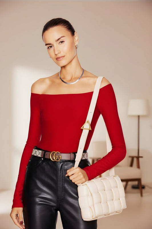 Strapless Double-Layered Silk Jersey Bodysuit - Red